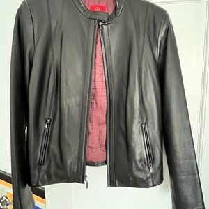 Cole Haan Collarless Women's Leather Jacket - Black - Excellent Condition